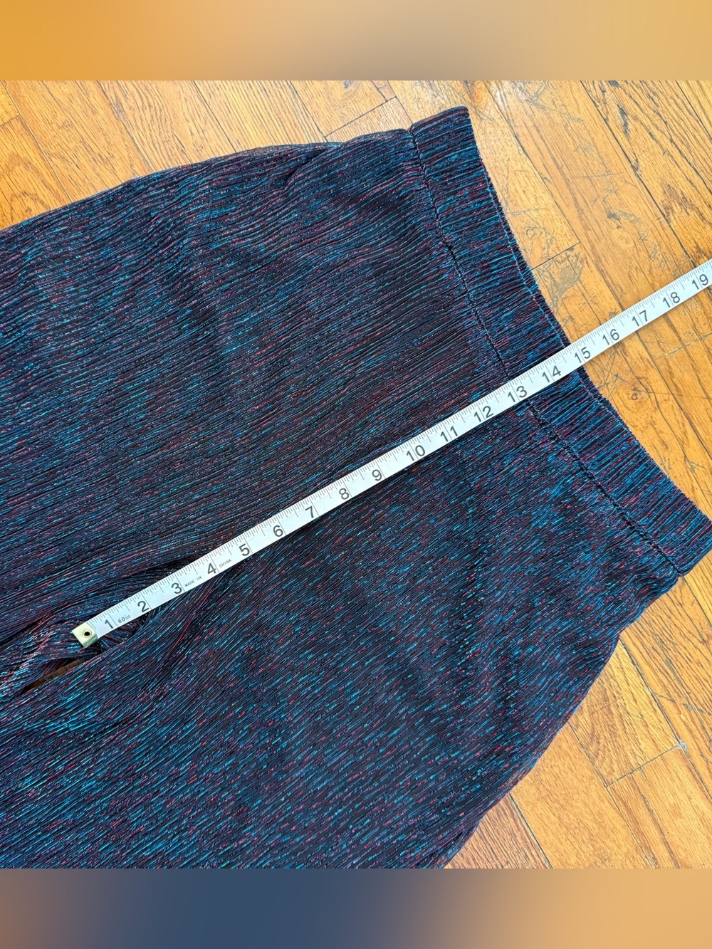 Skies Are Blue Crinkled Wide Leg Shimmer Pants Blue Teal Purple Metallic Size M - Picture 6 of 13